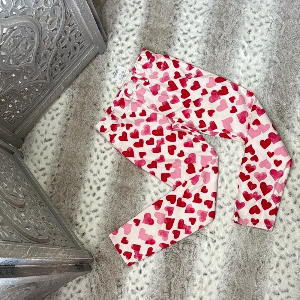NWT! The Children’s Place jeans girls size 10 pastel hearts white denim Lovecore